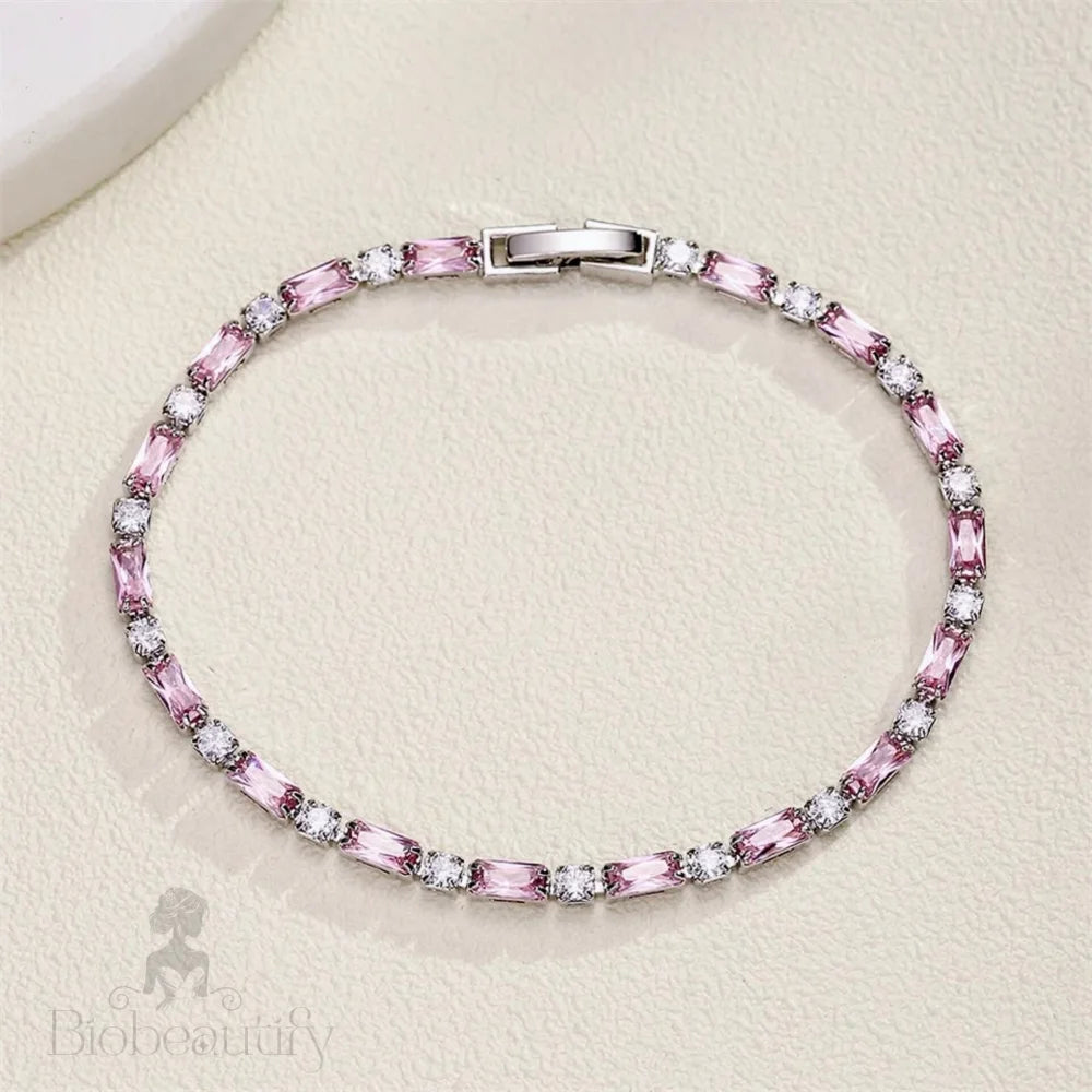 Lera Pink Cubic Zirconia Wedding Bracelet