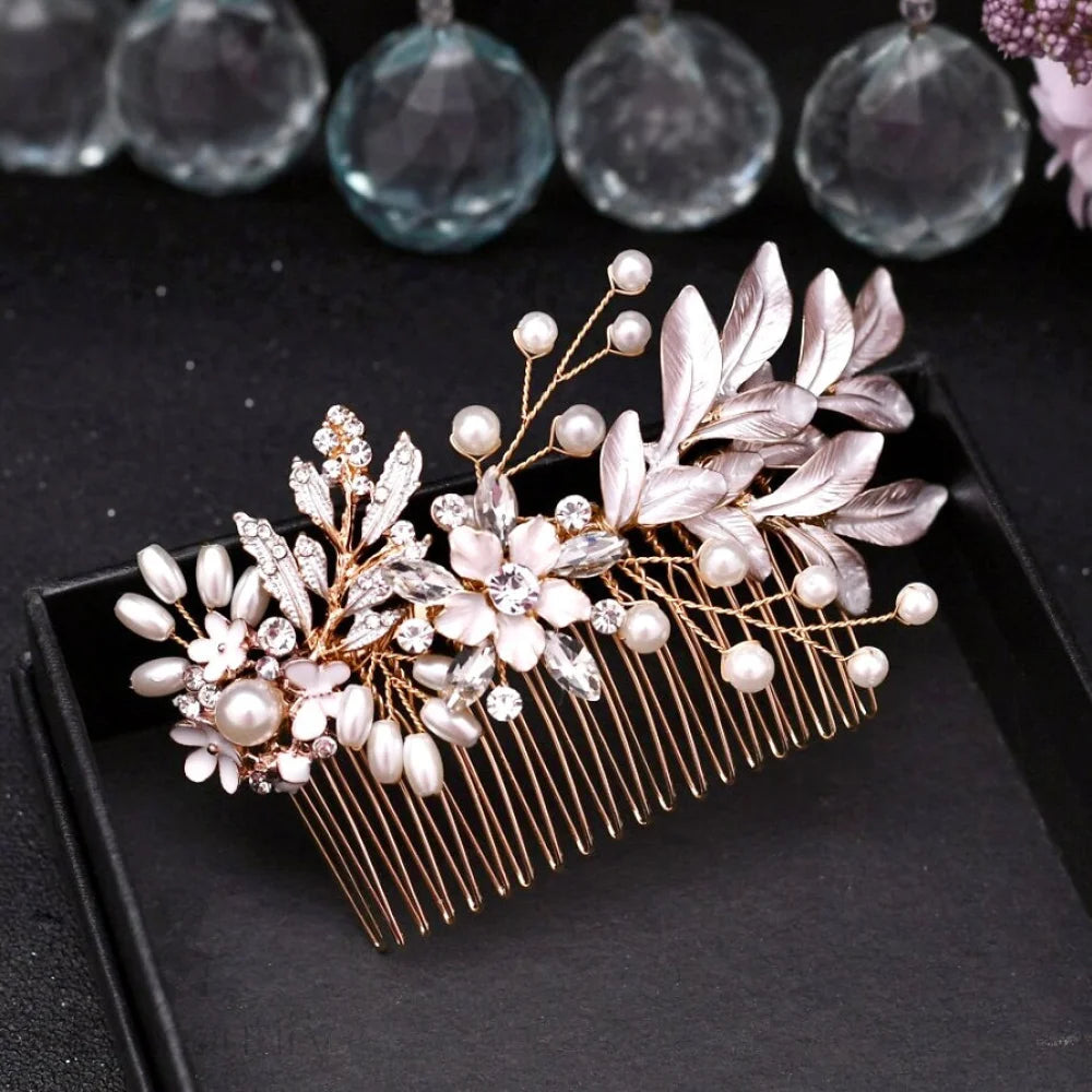 Lesley Gold Pearl Bridal Comb