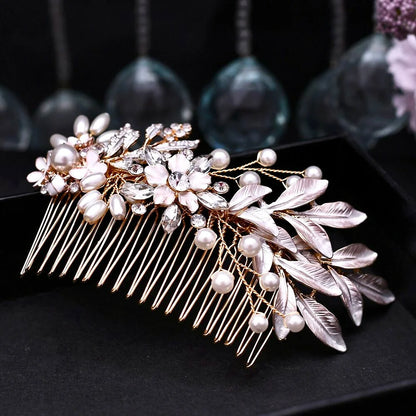 Lesley Gold Pearl Bridal Comb