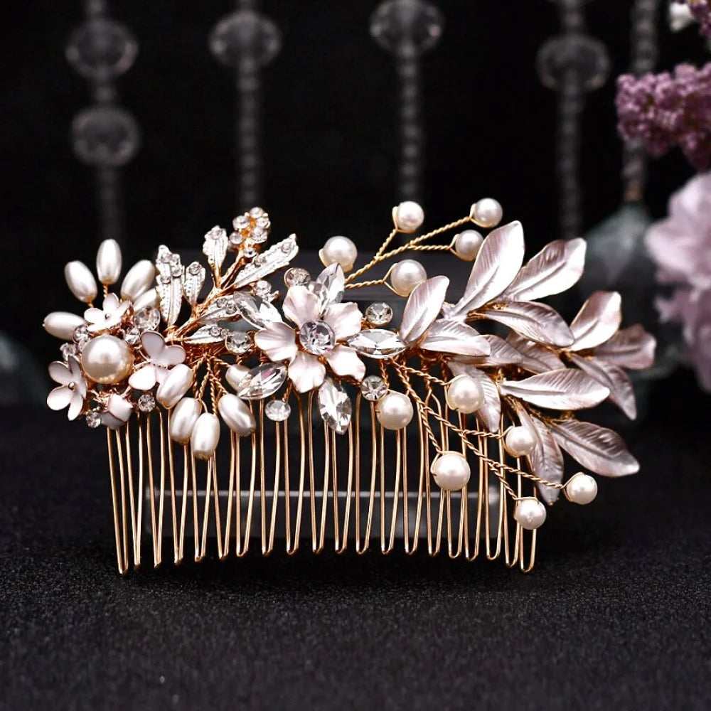 Lesley Gold Pearl Bridal Comb