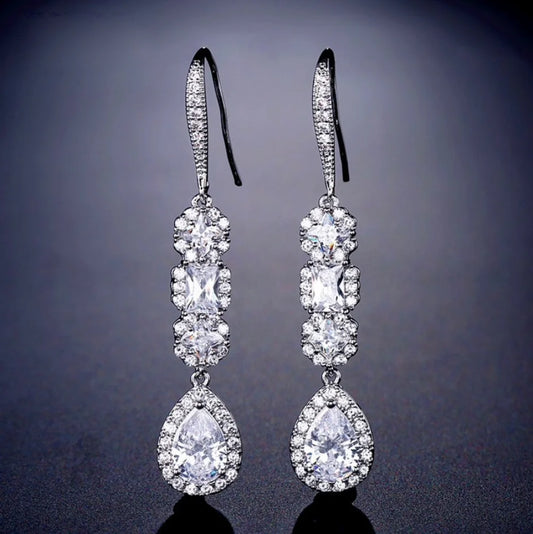 Wedding Jewelry - Cubic Zirconia Bridal Earrings - Available in Silver and Rose Gold