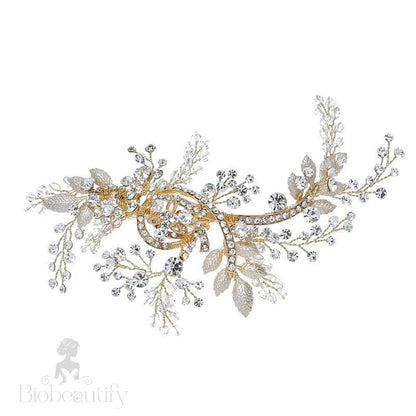 Liane Handmade Wedding Hair Comb With Gold Austrian Crystals And Pearls