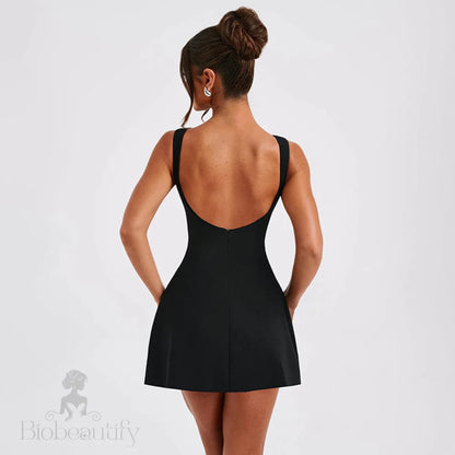 Lila Backless High Neck Mini Dress -