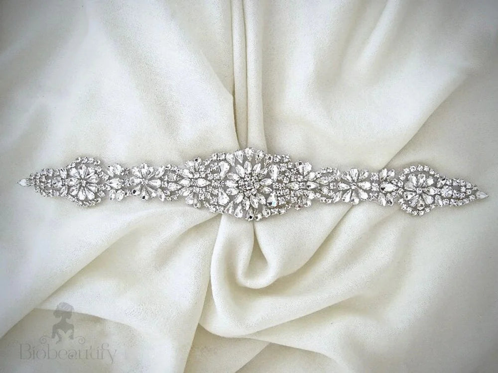 Lilian Silver Crystal Bridal Sash