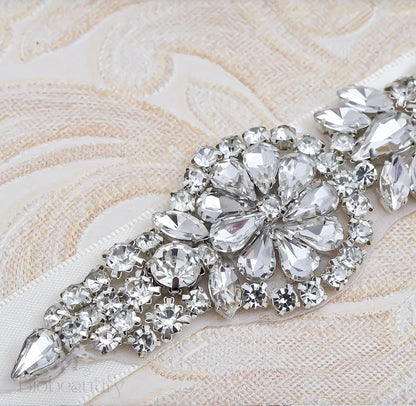 Lilian Silver Crystal Bridal Sash