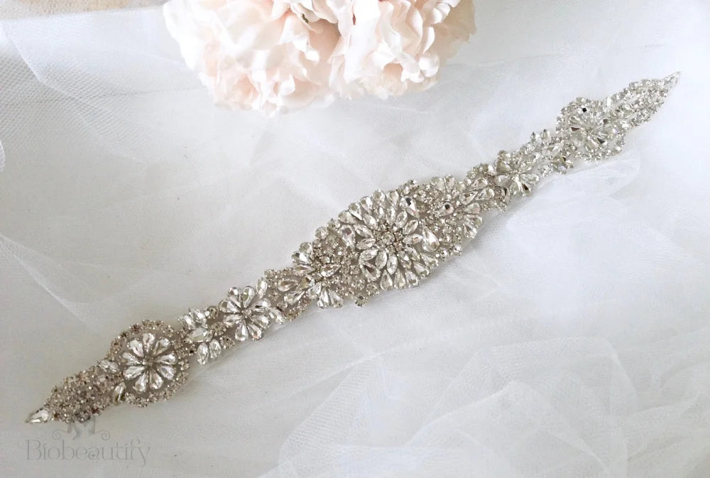 Lilian Silver Crystal Bridal Sash