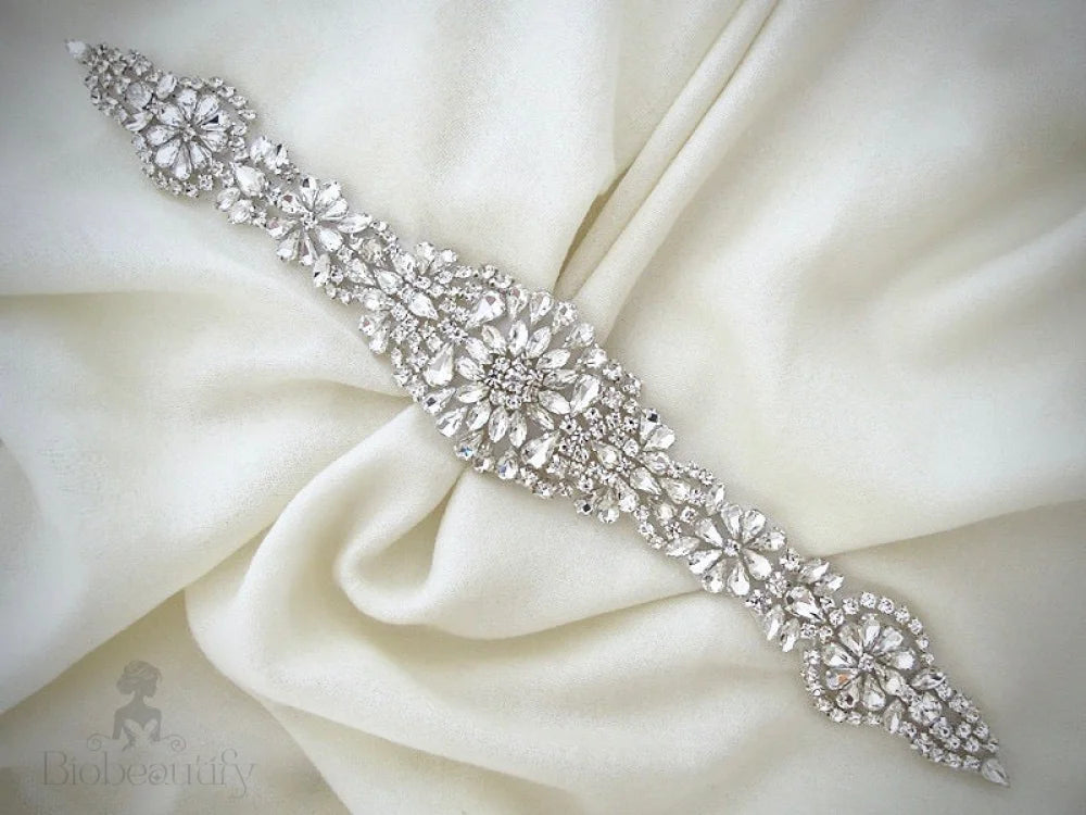 Lilian Silver Crystal Bridal Sash