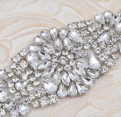 Lilian Silver Crystal Bridal Sash