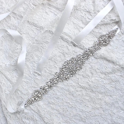 Wedding Accessories - Silver Crystal Bridal Belt/Sash