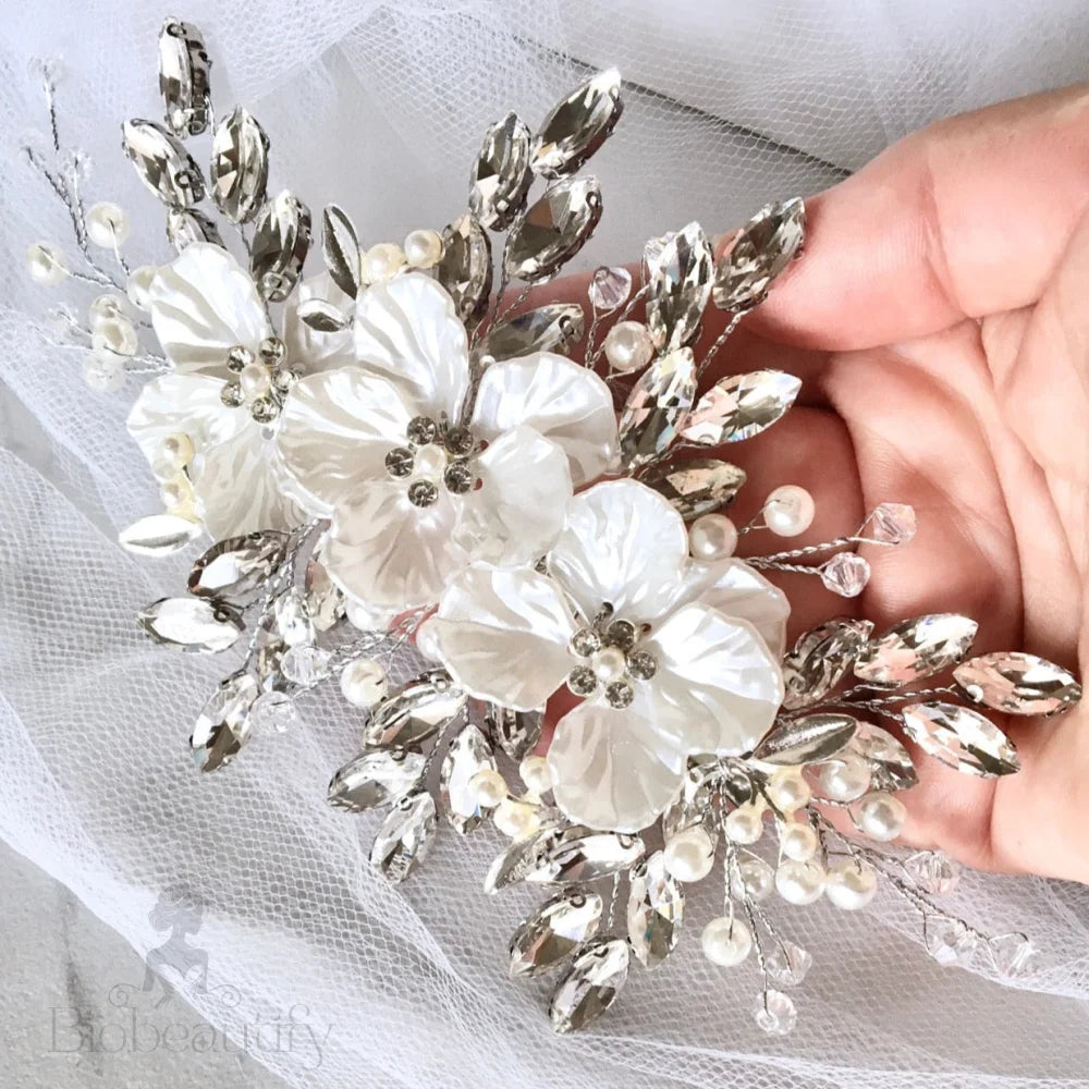 Lillah Pearl Crystal Bridal Hair Clip Vine