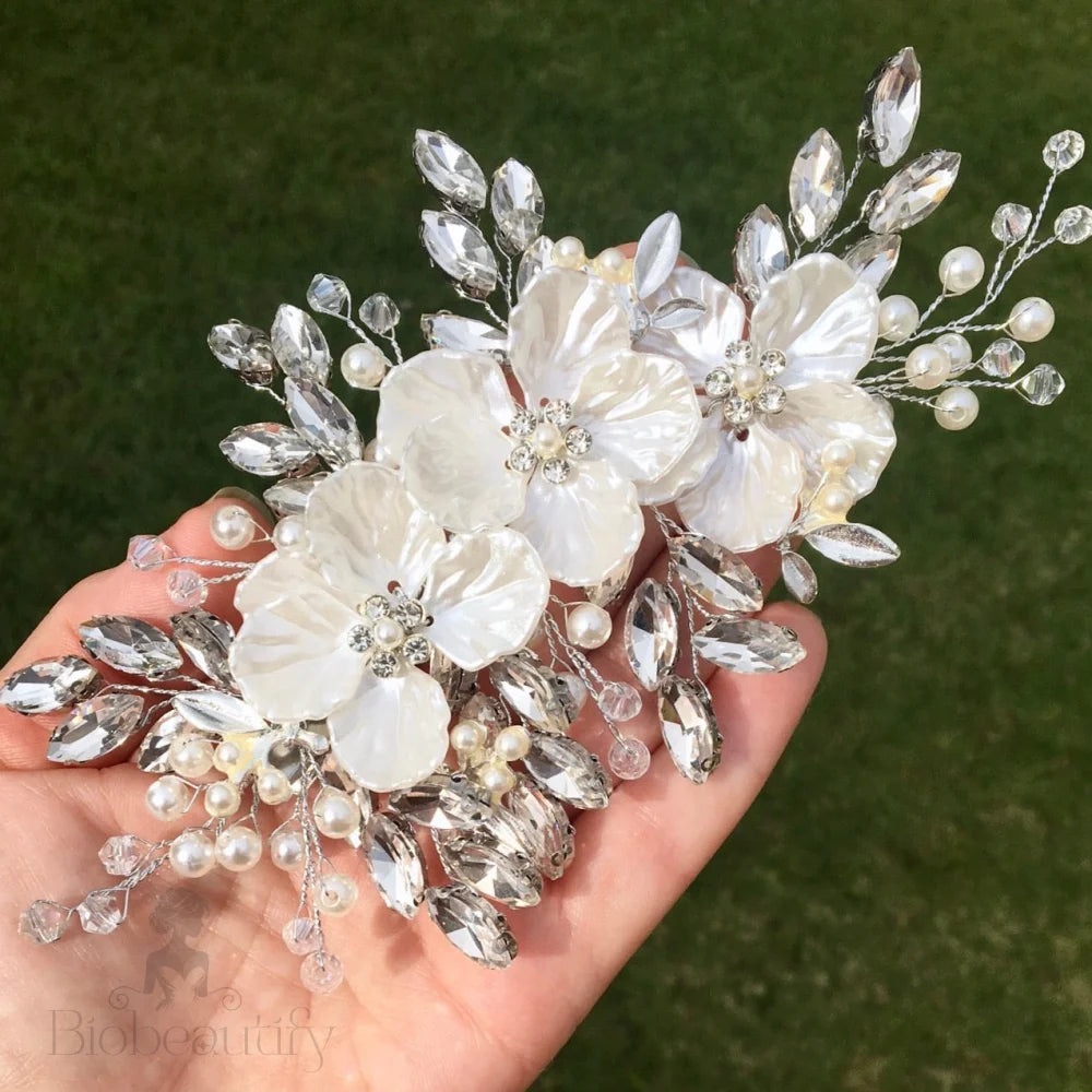 Lillah Pearl Crystal Bridal Hair Clip Vine