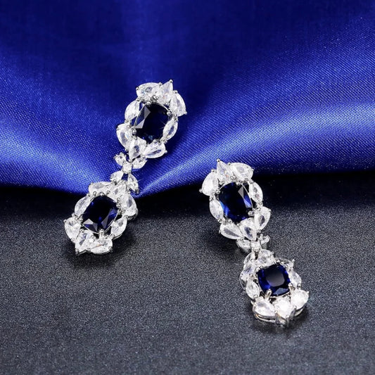 Lillia Blue Zirconia Bridal Earrings