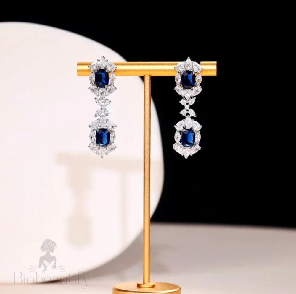 Lillia Blue Zirconia Bridal Earrings