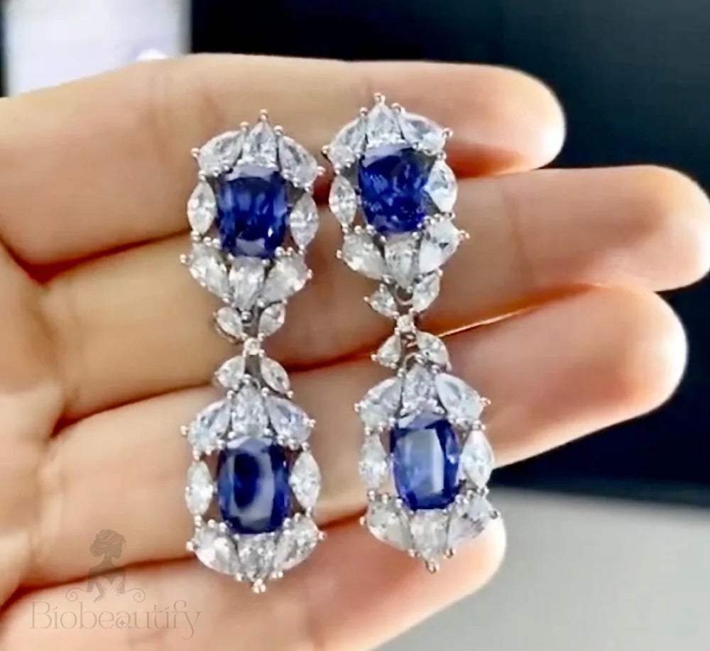 Lillia Blue Zirconia Bridal Earrings