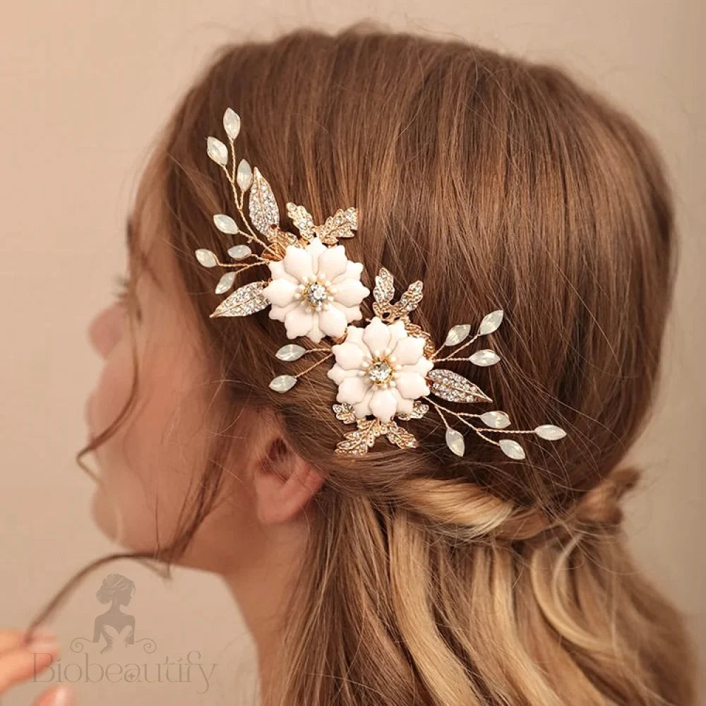 Lillian Opal Gold Hair Clip For Brides