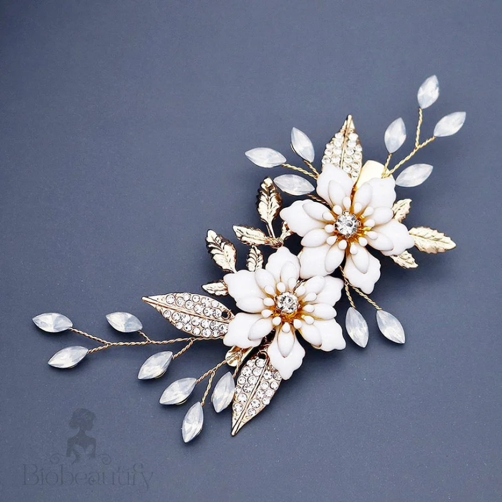 Lillian Opal Gold Hair Clip For Brides