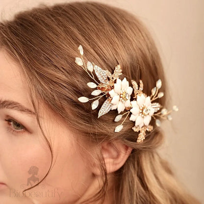 Lillian Opal Gold Hair Clip For Brides