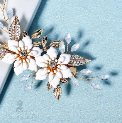 Lillian Opal Gold Hair Clip For Brides