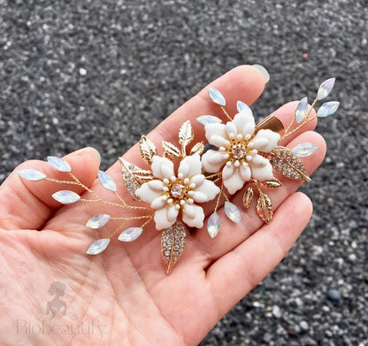 Lillian Opal Gold Hair Clip For Brides