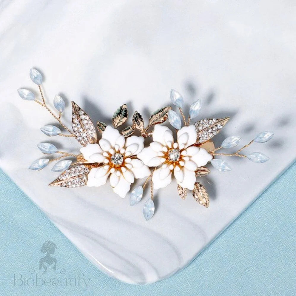 Lillian Opal Gold Hair Clip For Brides