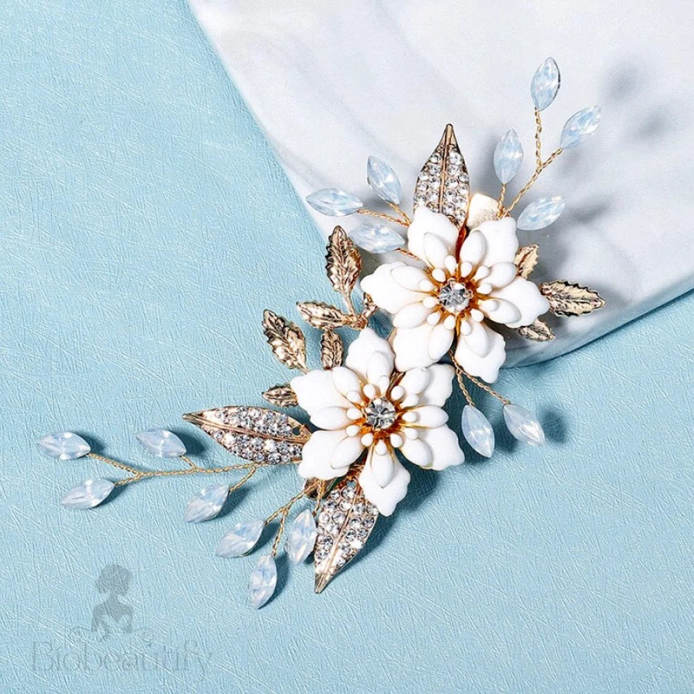 Lillian Opal Gold Hair Clip For Brides