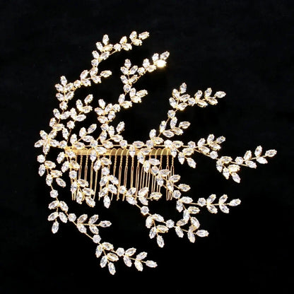 Wedding Hair Accessories - Cubic Zirconia Bridal Hair Comb - Available in Silver and Yellow Gold