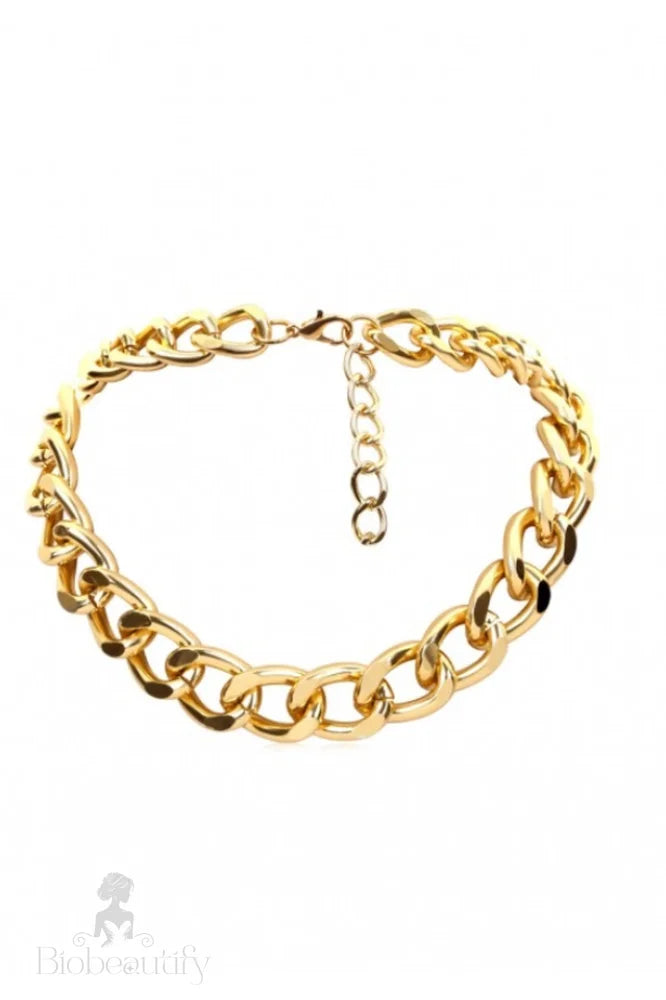 Link Chain Collarbone Necklace Gold