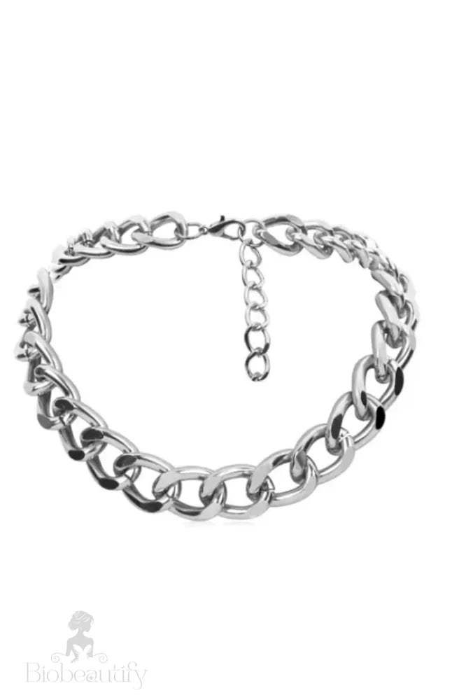 Link Chain Collarbone Necklace Silver