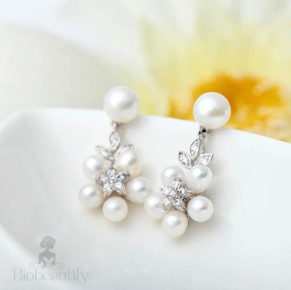 Liv Pearl And Cubic Zirconia Bridal Jewelry Set With Necklace Earrings