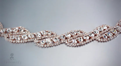 Liza Rhinestone Bridal Belt Sash Rose Gold Silver Yellow