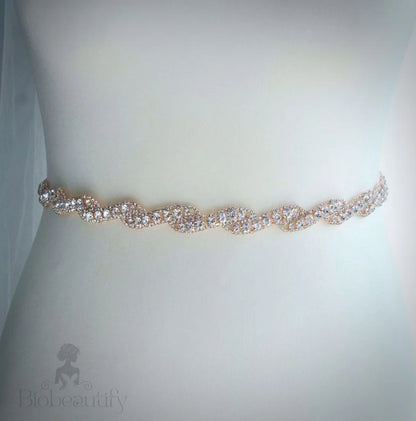 Liza Rhinestone Bridal Belt Sash Rose Gold Silver Yellow