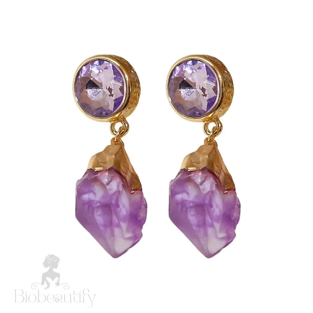 Lizakosht Retro Purple Round Crystal Irregular Dangle Earrings For Women Girls Modern Aretes De