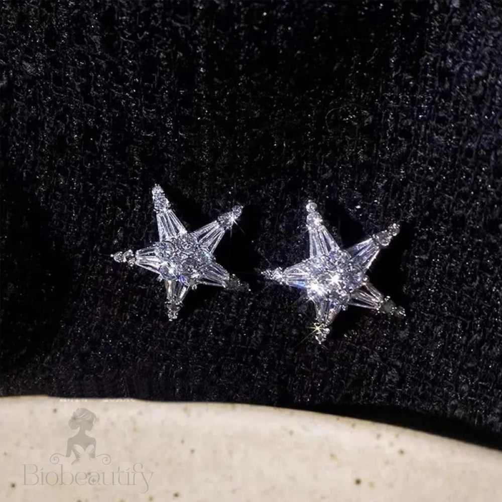 Lizakosht Star Earrings With Rhinestones Simple Classic Jewelry