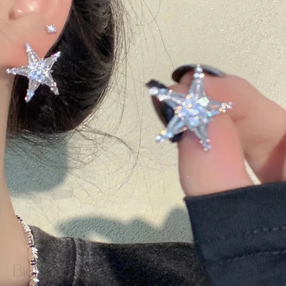 Lizakosht Star Earrings With Rhinestones Simple Classic Jewelry