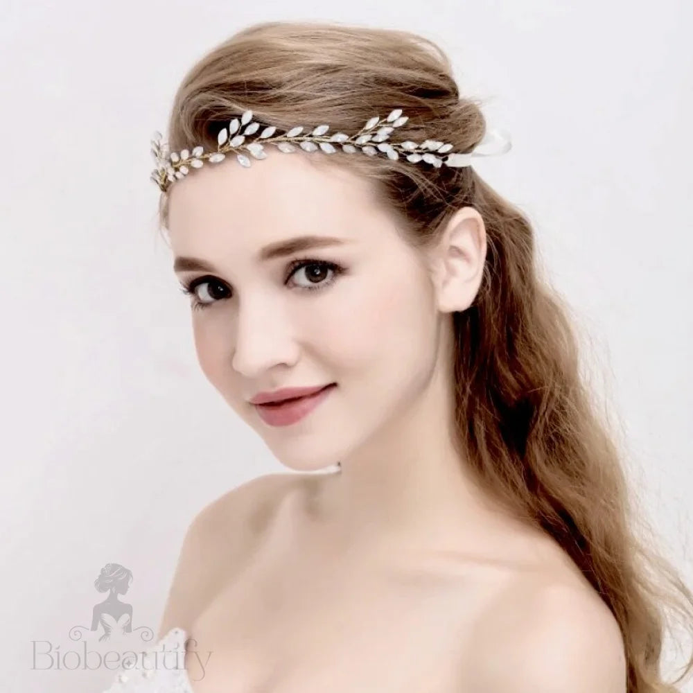 Lois Opal Bridal Headband Vine Gold Silver