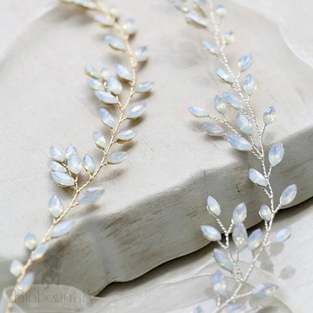 Lois Opal Bridal Headband Vine Gold Silver