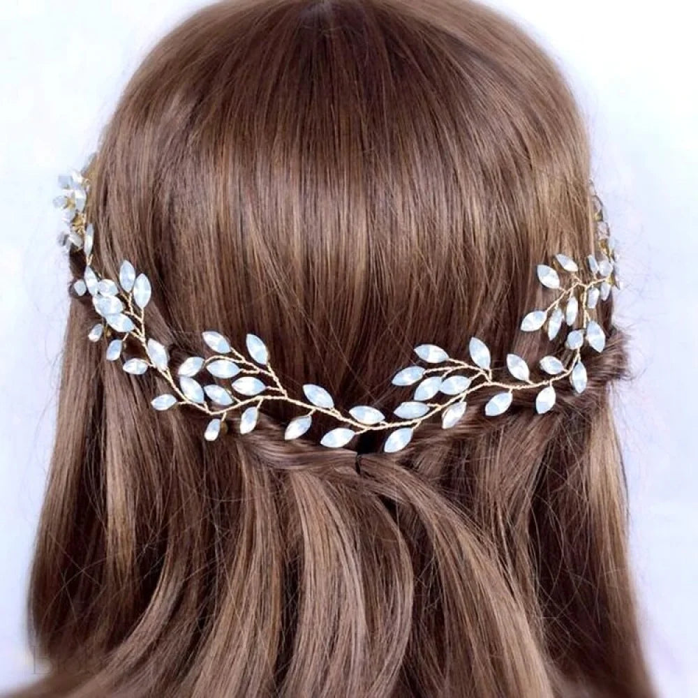 Lois Opal Bridal Headband Vine Gold Silver