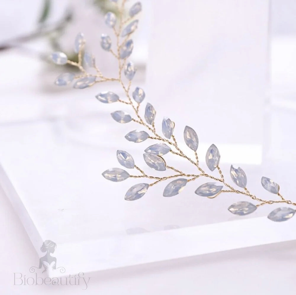 Lois Opal Bridal Headband Vine Gold Silver