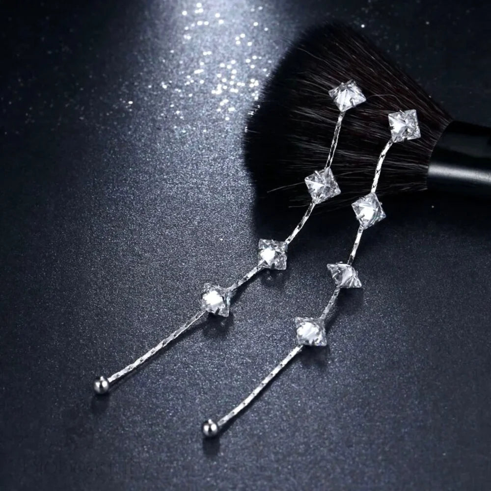 Lola Cubic Zirconia Bridal Long Earrings