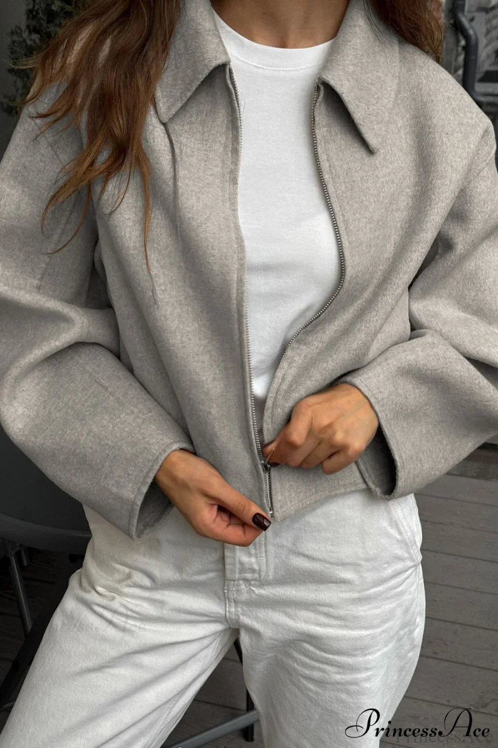 Loose Fit Brown Wool Jacket
