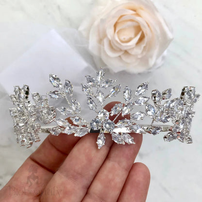 Wedding Hair Accessories - Cubic Zirconia Bridal Tiara - Available in Silver and Gold