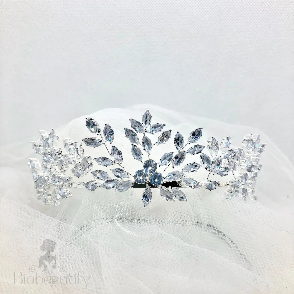 Loralee Cubic Zirconia Wedding Tiara Silver And Gold Options