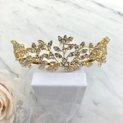 Loralee Cubic Zirconia Wedding Tiara Silver And Gold Options