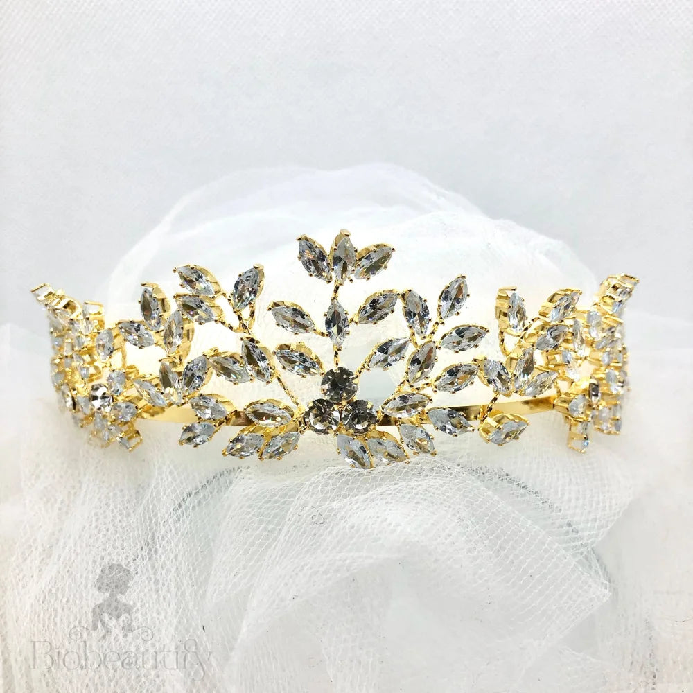 Loralee Cubic Zirconia Wedding Tiara Silver And Gold Options