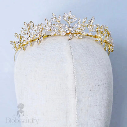 Loralee Cubic Zirconia Wedding Tiara Silver And Gold Options