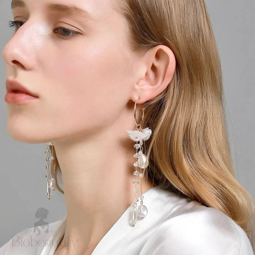 Lottie Bohemian Crystal And Pearl Bridal Earrings