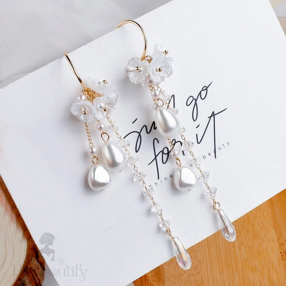 Lottie Bohemian Crystal And Pearl Bridal Earrings