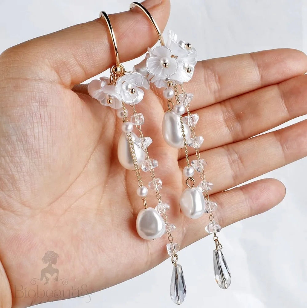 Lottie Bohemian Crystal And Pearl Bridal Earrings