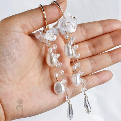 Lottie Bohemian Crystal And Pearl Bridal Earrings