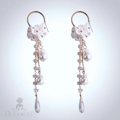 Lottie Bohemian Crystal And Pearl Bridal Earrings